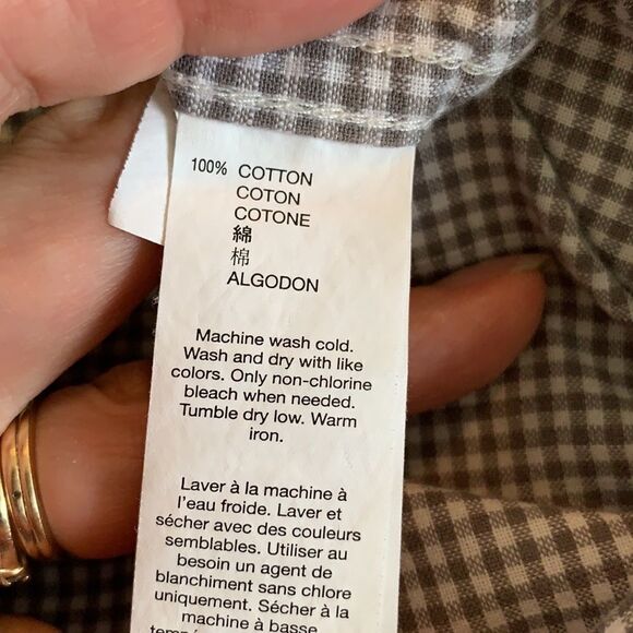Gap gray/white small checked button collar shirt - Picture 9 of 10